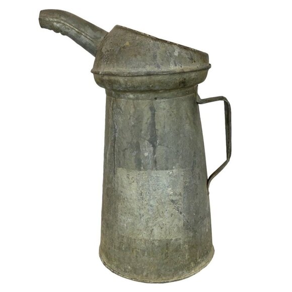 Galvanized Metal Oil Can One Gallon Vintage Weathered Farmhouse Patina - Picture 1 of 7